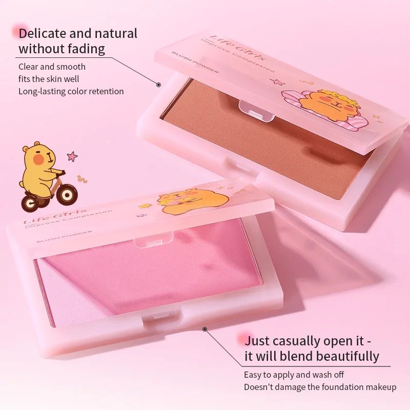 Life Girls Silky Matte Blush Soft Pink Rouge Easy Apply 2-Step Application Perfect for Daily Face Makeup