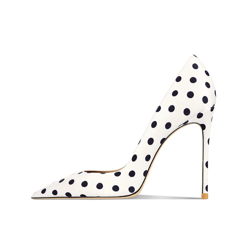 Arden Furtado Summer Polka dot Thin heel Office lady Pumps Pointed toe Shallow Mixed Colors Super high heel Sexy Single shoe