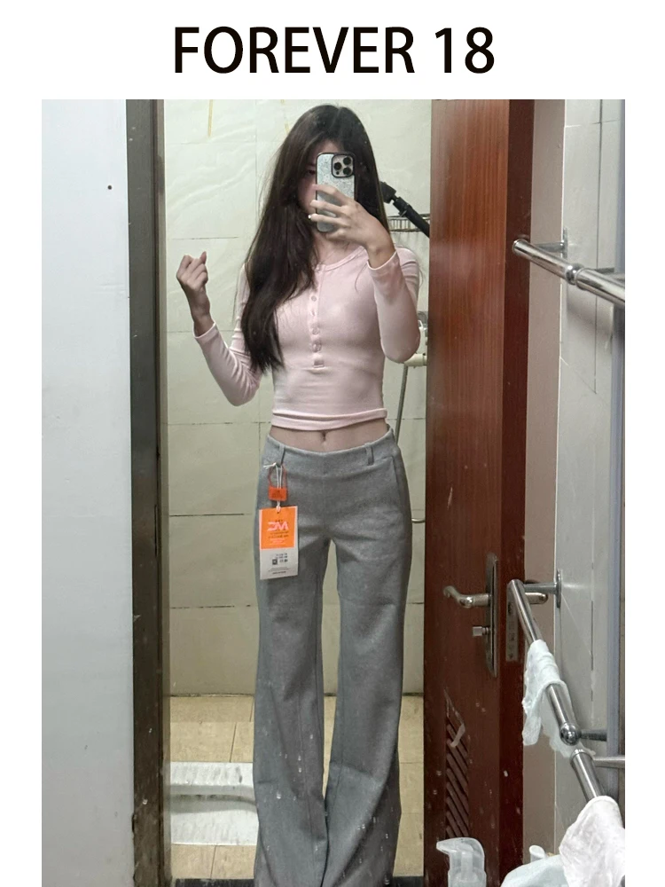 กางเกงโยคะทรงขากว้างแบบไมโครเฟลาร์สำหรับผู้หญิง สไตล์ลำลอง เอวต่ำ ผ้าพลิ้ว ทรงตรง เลกกิ้งสำหรับฤดูหนาว รุ่นใหม่ สวมใส่สบาย