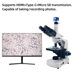 Laboratório profissional Biológico HD Microscópio 40X-1600X Campo Escuro Lightfield Composto Binocular Triocular USB VGA HDMI LCD 10 principais vendas microscópio de campo escuro - №2