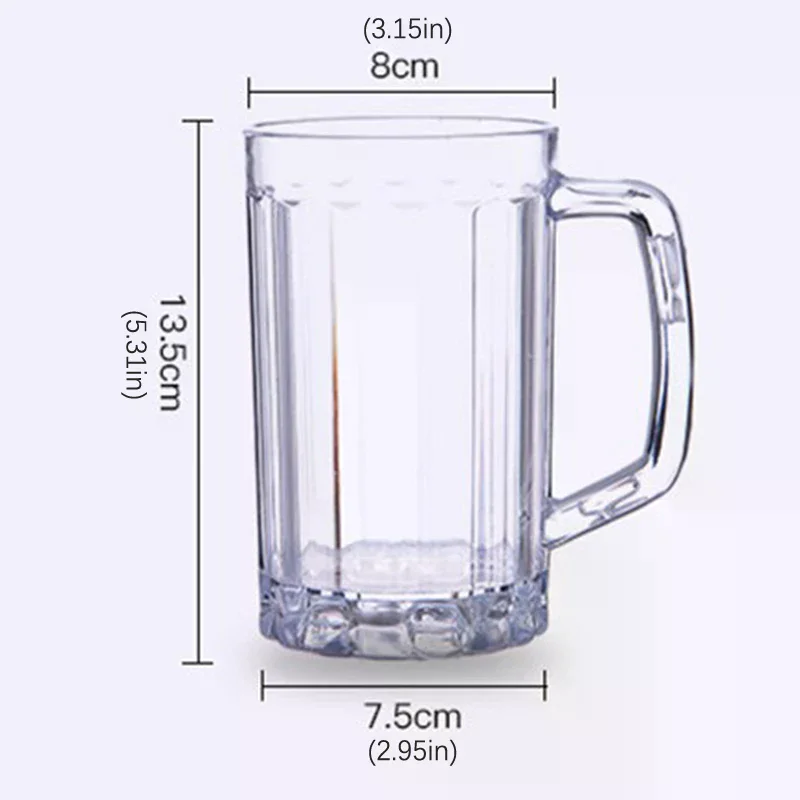 Transparent Beer Mug Plastic Unbreakable Breakfast Milk Coffee Juice Water Cup Barware Drinkware for Home Party Bar KTV 500ML view 5