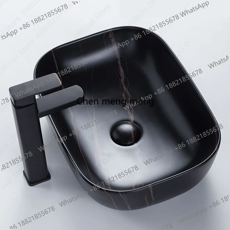 Black And Gold Texture Ceramic Table Sink Bathroom Lavatory Vanity Sink Glazed Art Basin Above Counter Balcony Washing Basin