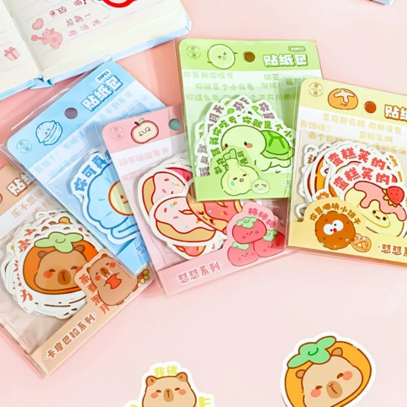30pack-lot-kawaii-fruit-vegetable-capybara-stickers-cute-scrapbooking-diy-diary-decorative-stationery-sticker-album-stick-label