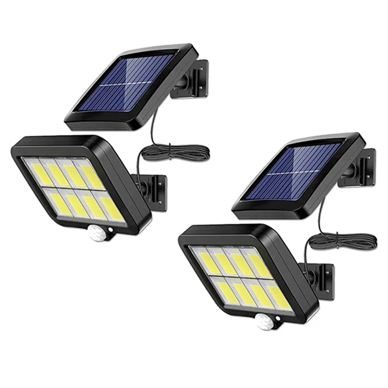 2Pc 2000 Lumen 160 Leds Solar Wall Lights IP65 Waterproof Wired Motion Sensor Security Flood Light 360 Degree Adjustable