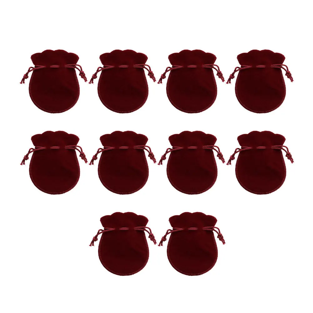 

10Pcs Gift Drawstring Bag Jewelry Storage Organizer Reusable Flannel Pouches for Festival Valentine's Day Present Packaging