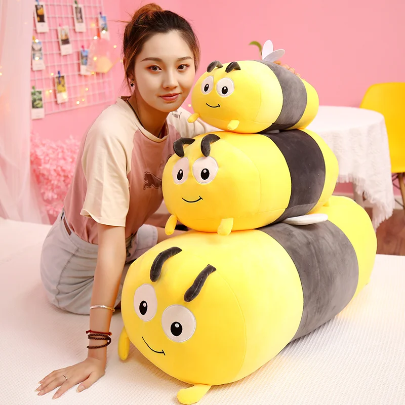 Kawaii Insect Plush Toy Soft Red Ladybug Bee Stuffed Doll Huggable Pillow Room Decor Back Cushion Cute Children Birthday Gifts