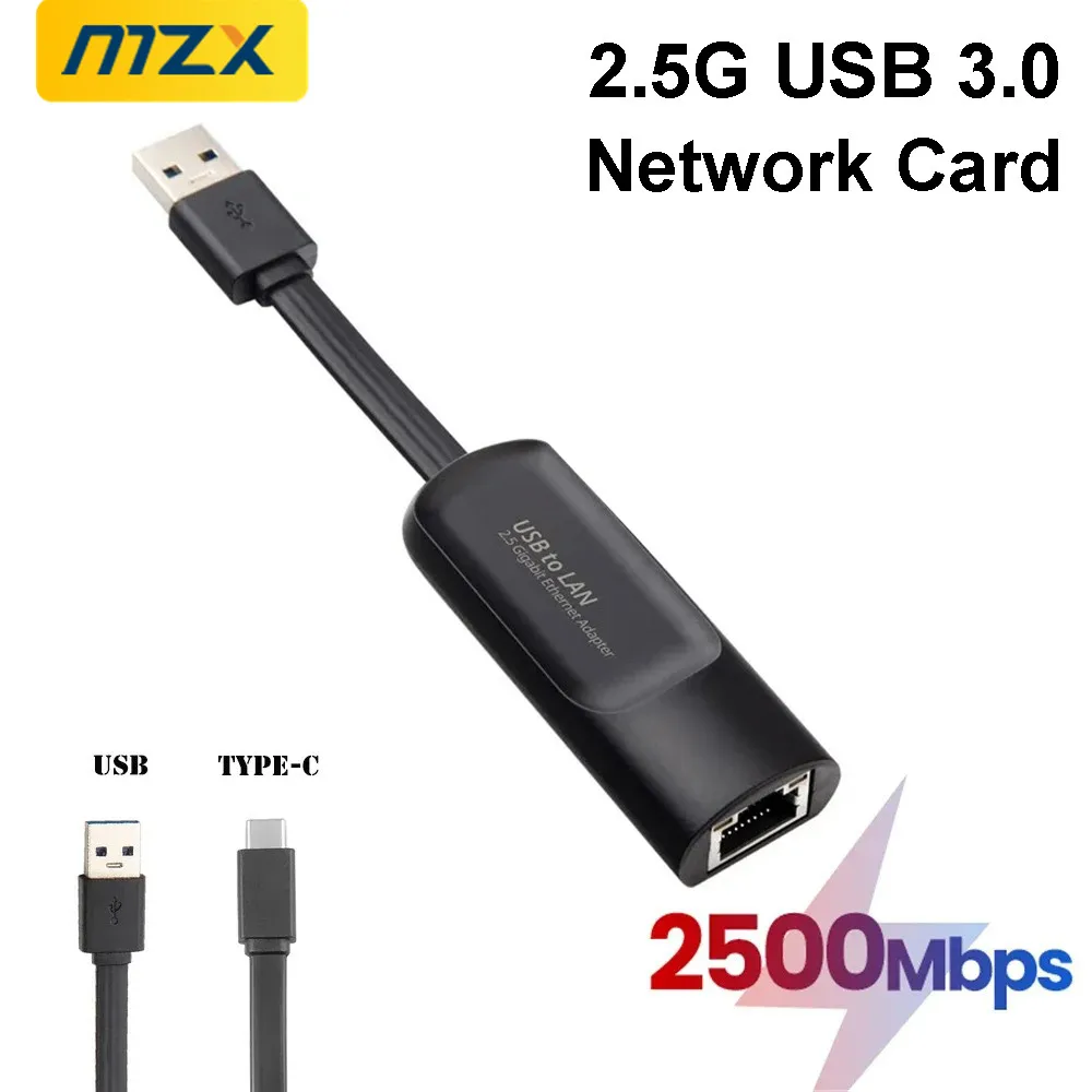 2.5G 1000M Gigabit USB 3.0 Network Card Ethernet Adapter Wired Type A C to RJ45 Lan Converter Driver Free PC Laptop Accessories