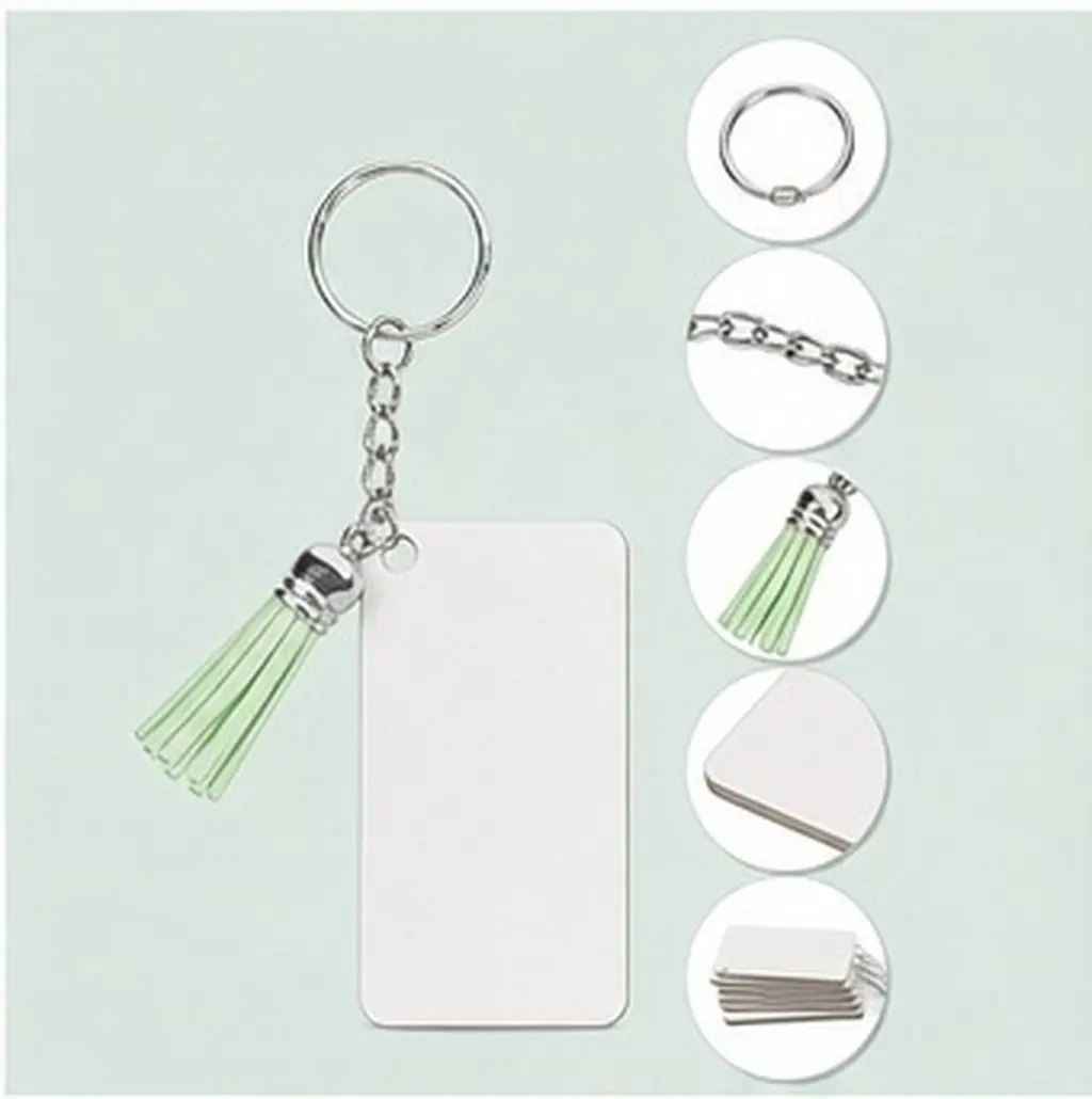 20pcs Keychain Blanks for Heat Transfer Sublimation DIY Craft – Custom Photo Art Tassel Pendants & Accessories