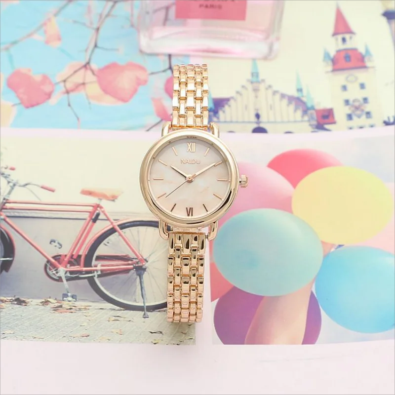 Reloj de pulsera versión coreana para mujer, Correa delgada, diamantes de imitación versátiles, tendencia de moda, mejor amigo, reloj de oro rosa