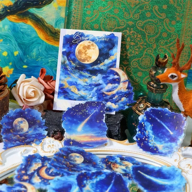 20Pcs/pack Supplies Theme Material Paper Forest Fantasy Night Base Stickers PET Sticker Supplies Misty School 150*97mm
