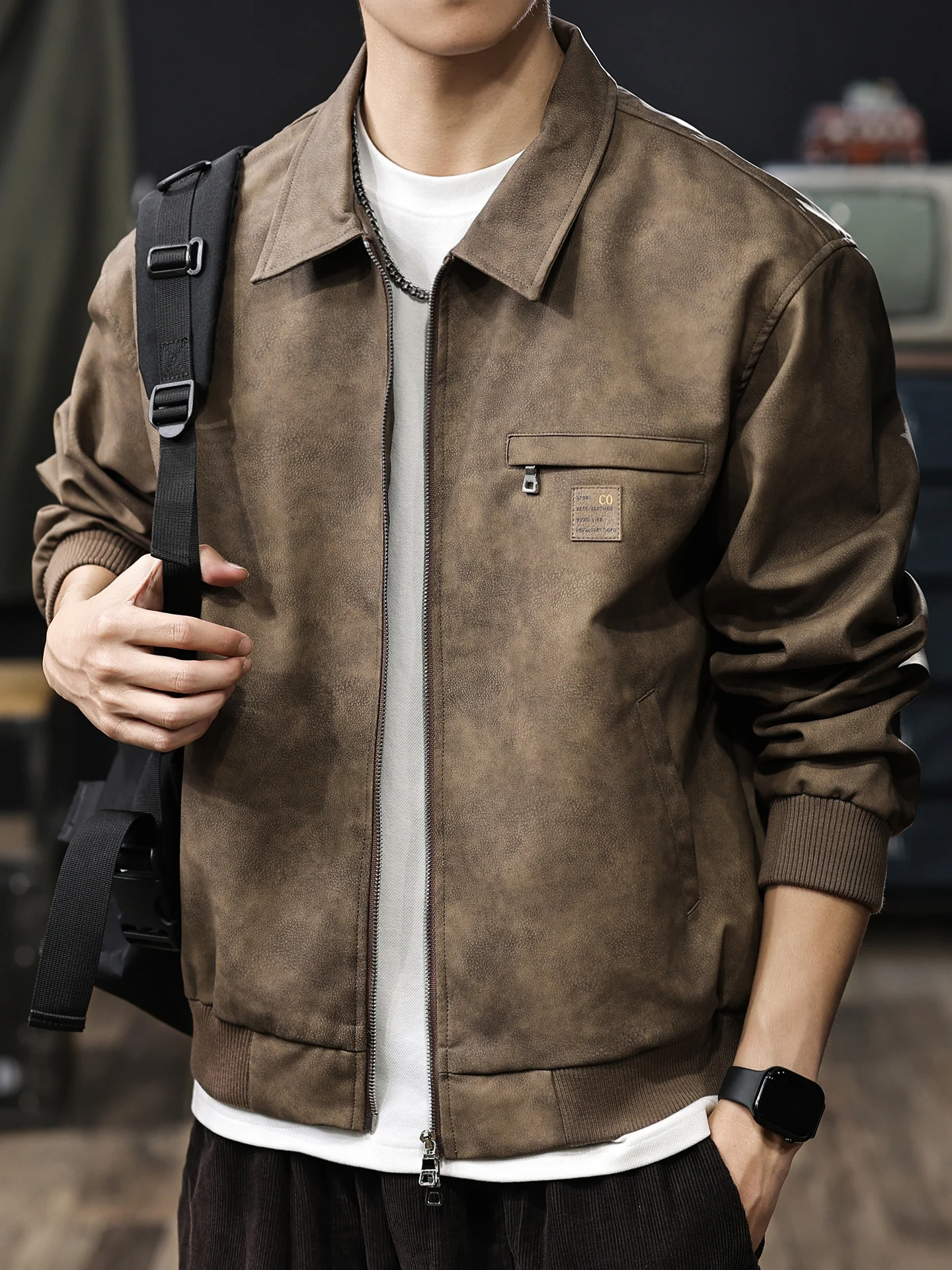 

High-End American Retro PU Leather Jaet Men's 2025 Autumn Winter New Faion Trend Bad Boy Motorcycle Leather Jaet