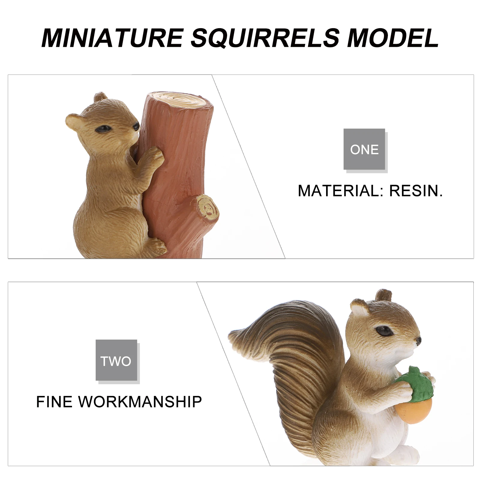 

4pcs Squirrel Figurines Resin Miniature Animal Models Lifelike Simulation Decor for Mini Garden Moss Landscape Durable Ornament
