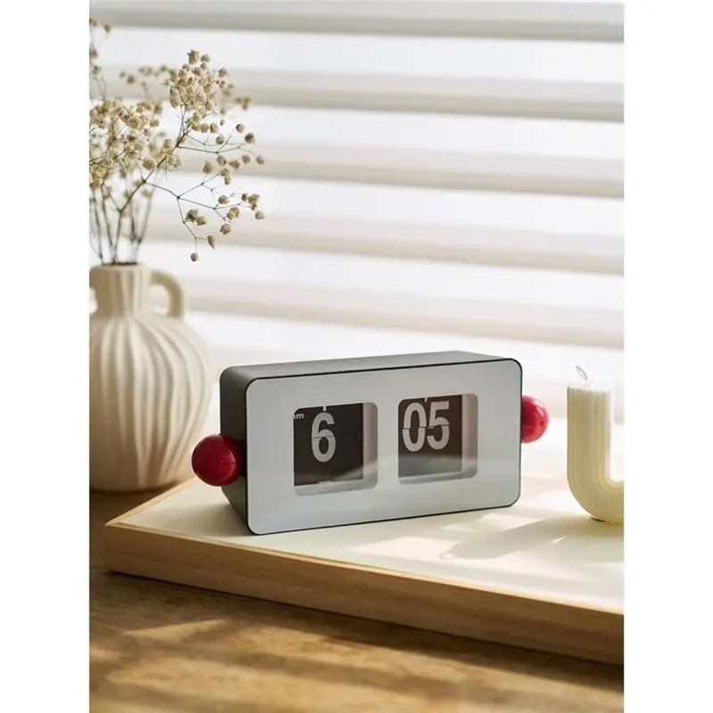 Automatic Page-Flipping Clock Table Clock For Living Room, Bedroom Retro Minimalist Desk Decor Home Decoration, 1PC