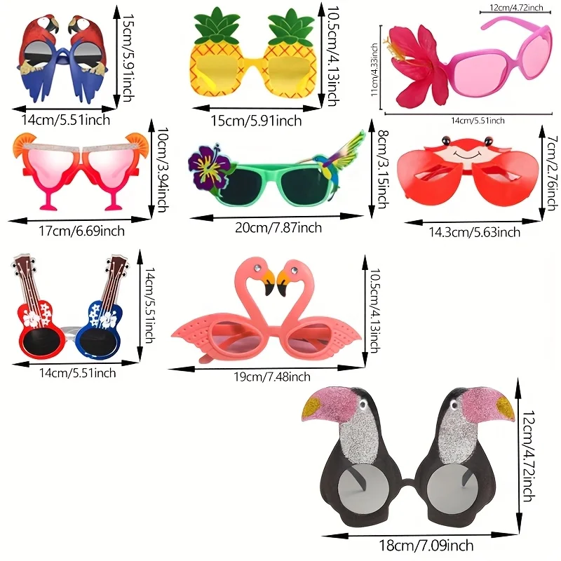 Funny Hawaiian Glasses Set Fun Summer Kids Party Props Favors Hawaiian Beach Themed Party Birthday Supplies Decoration