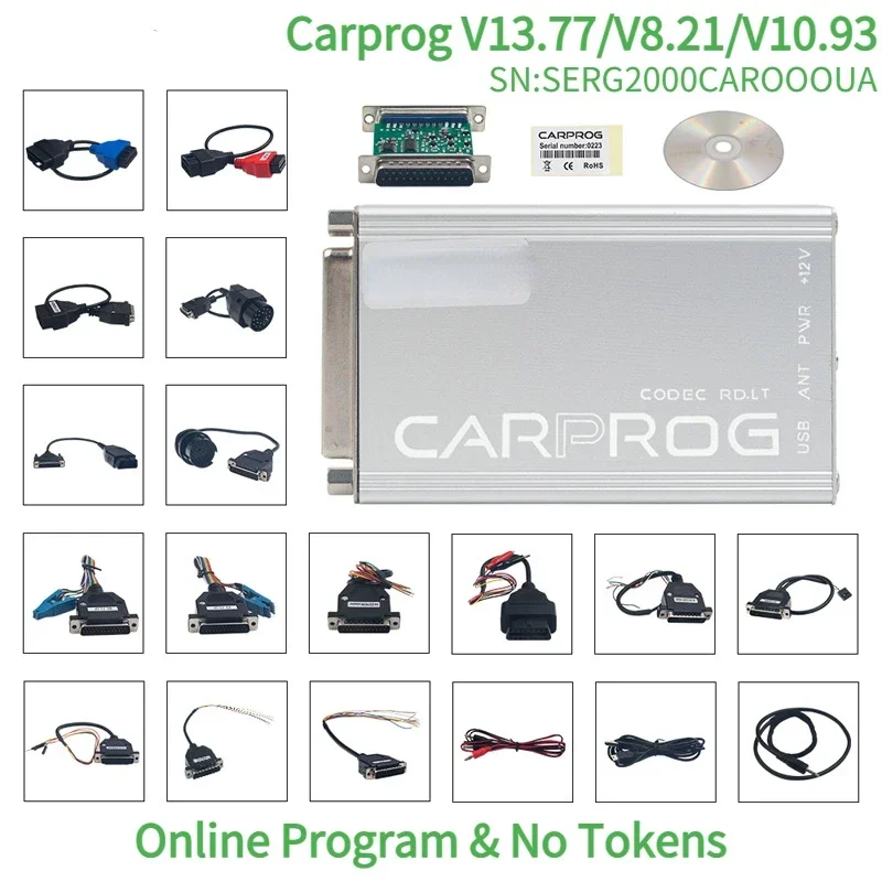 OBD2 Online Carprog 13.77 Full Adapters with Keygen Car Prog 13.77/V8.21/V10.93 Iprog Pro V86 for Airbag/Radio/IMMO ECU Tool