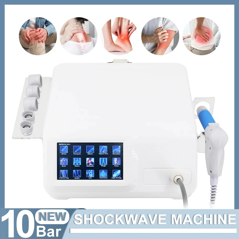 Newest 10Bar Pneumatic Shockwave Therapy Machine Effectively Pain Alleviate Soft Tissue Therapy For ED Treatment Shock Wave