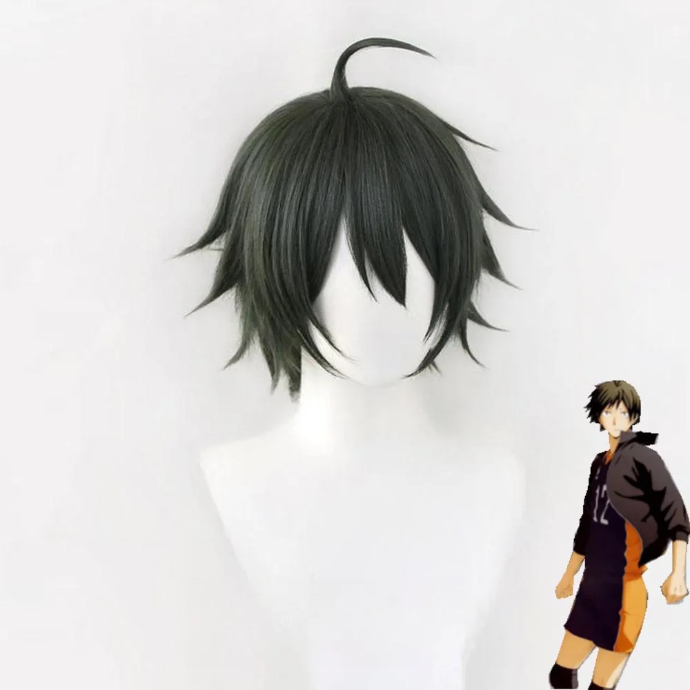 Volleyball Boys Yamaguchi Tadashi Cosplay Wig Realistic Scalp Coral Algae Color Unisex For Male And Female In 2D Style