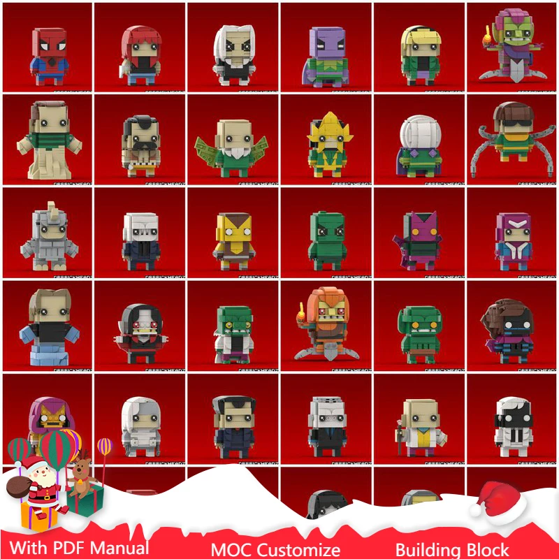 5287 Parts Famous Hero Characters Brickheadz Model MOC Custom Building Blocks Creative Assembly Bricks Toys Kids Christmas Gifts