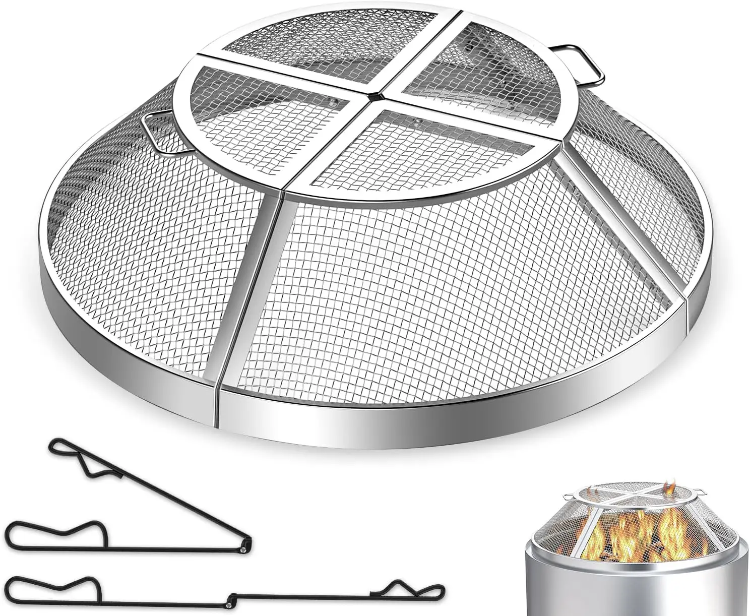 

Fire Pit Spark Screen for Solo Stove Range Accessories, 15 Inch Range Shield for Solo Stove Accessories, 304 Stainless Steel Det