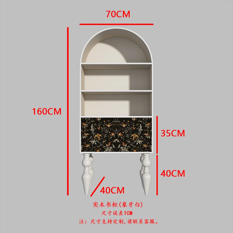 Libreria in legno massello con armadietto decorativo francese retrò con fiori e uccelli, soggiorno, corridoio, corridoio