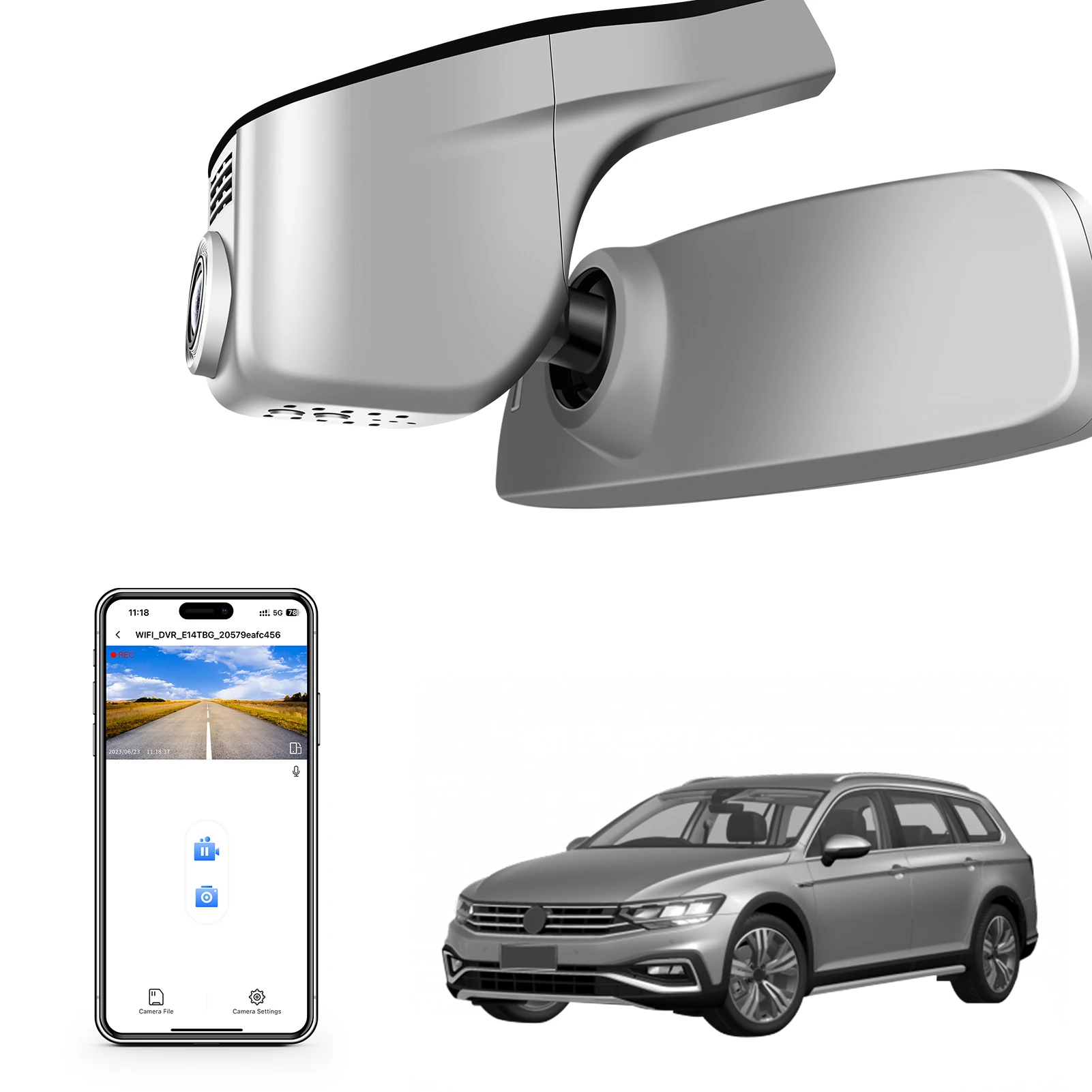 Mangoal 4K Dashcam voor VW Passat B8 Autocamera Recorder 2015-2024 (Model A/B) HD Nachtzicht WiFi APP GPS Dashcam