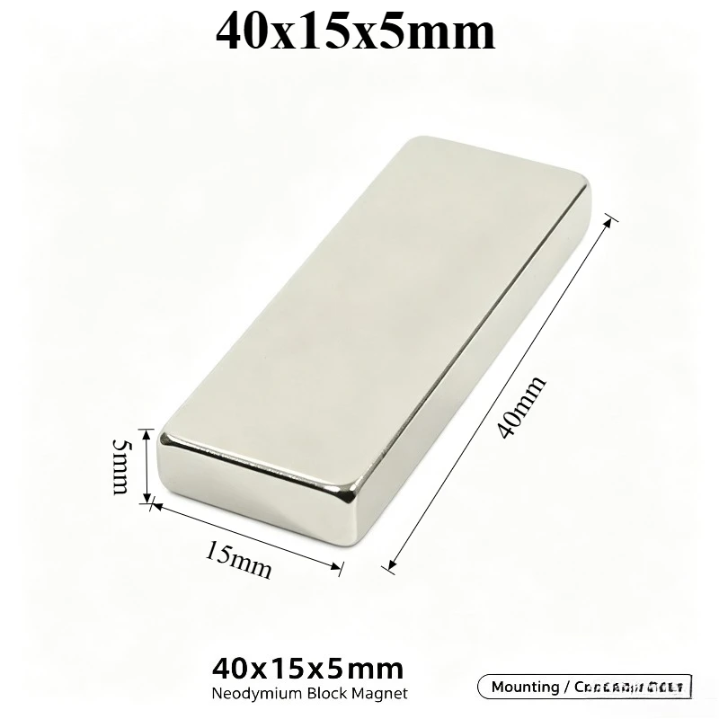 Super Strong N35 Block Neodymium Magnet 40x15x5mm Powerful Permanent NdFeB Sheet Magnet 40*15*5mm For Craft Industrial Use