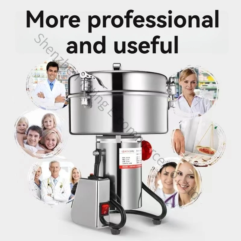 4500G Commercial Grain Grinder High Speed Cereals Medicinal Materials Spices Powder Crusher Stainless Steel Coffee Grinder