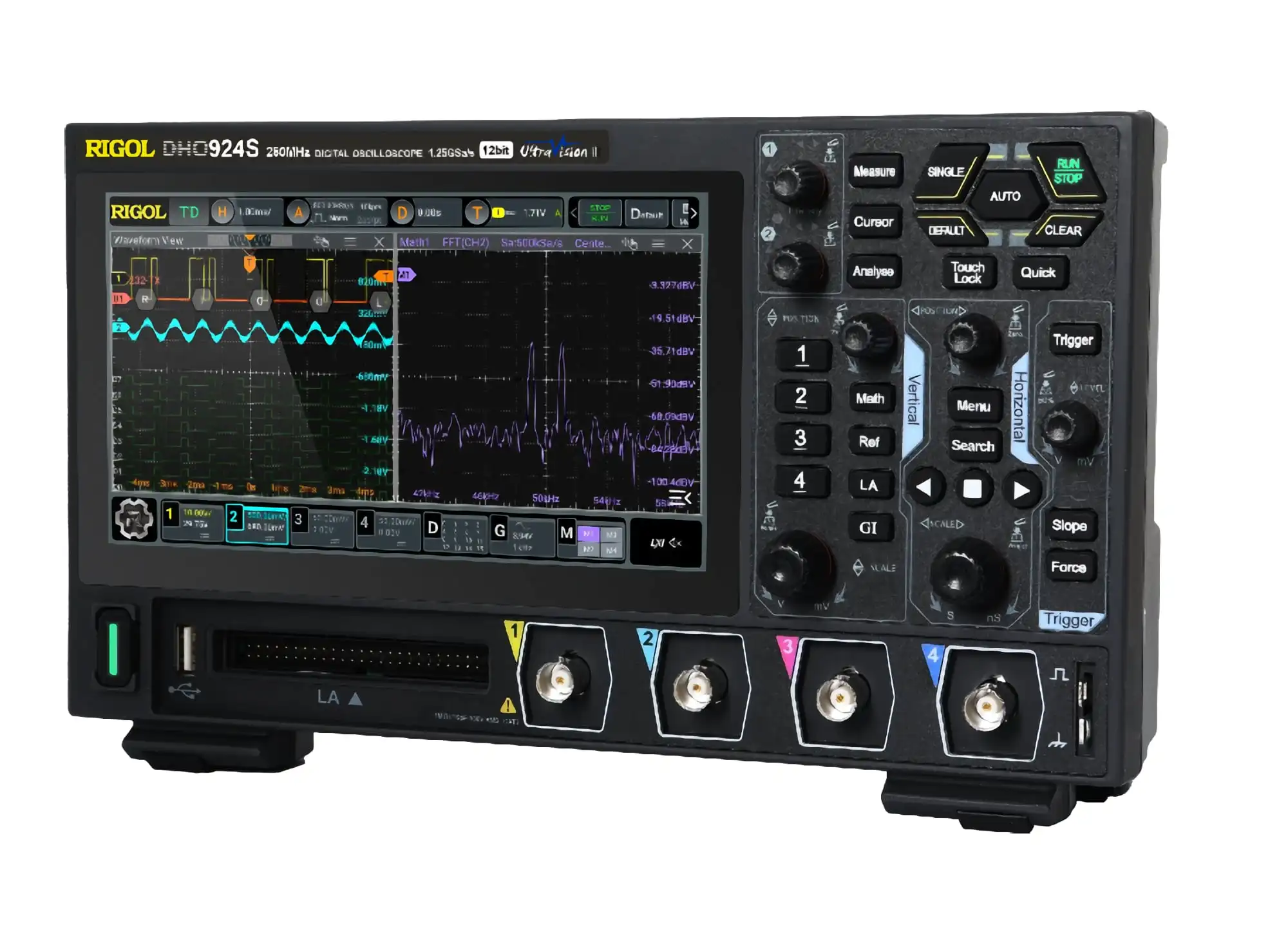 DHO914/914S/924/924S 4Channel 125/250MHz Digital Oscilloscope 12 Bit 1.25GSa/Sec 50MPts Depth