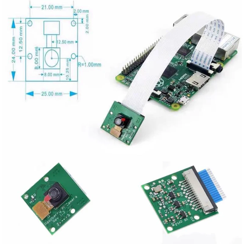 Fotocamera Arducam 5Mp per Raspberry Pi, modulo fotocamera 1080P Hd Ov5647 V1, per Pi5, Pi 4, Raspberry Pi 3, 3B + e altri A/B pertrustheat