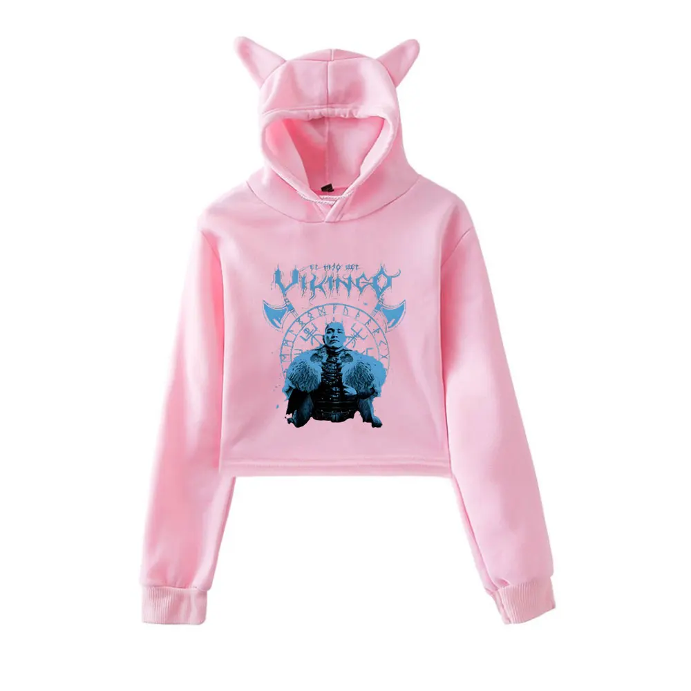 El Hijo Del Vikingo Merch Vintage 90s ملابس الشارع الشهير شعار هوديي هوديس بلوزات للفتيات القط الأذن المحاصيل موضة الرياضة البلوز
