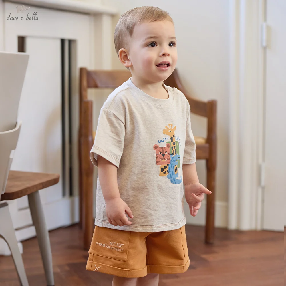 

Dave Bella Children Summer Shorts Set Boys Clothes Cool Kids Shirt Pant Suit Elastic Trousers Short Sleeve Top Casual DB2262334