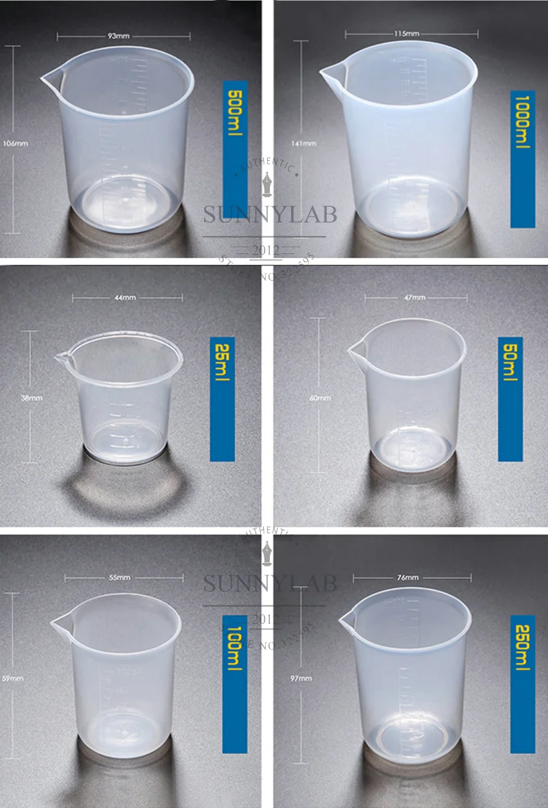 25ml to 1000ml Clear Plastic Liquid Measuring Cup Beaker For Lab Kitchen Measuring Tools