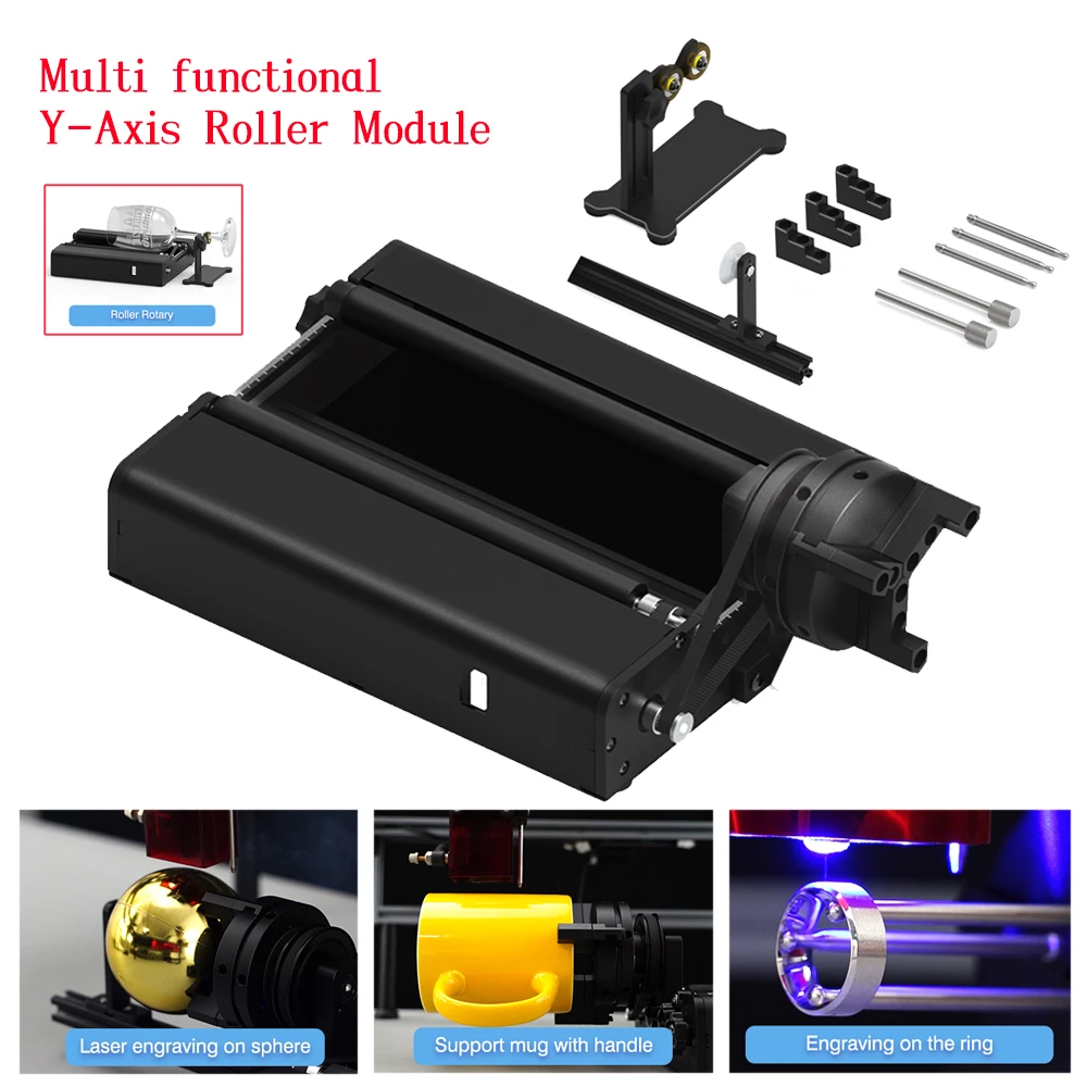 Laser Equipment Parts TR2 PRO 4-in-1 Laser Rotary TT/TTS Laser Engraving Cutting Machine Y-axis For Cylinder/Round Ball/Ring/Cup