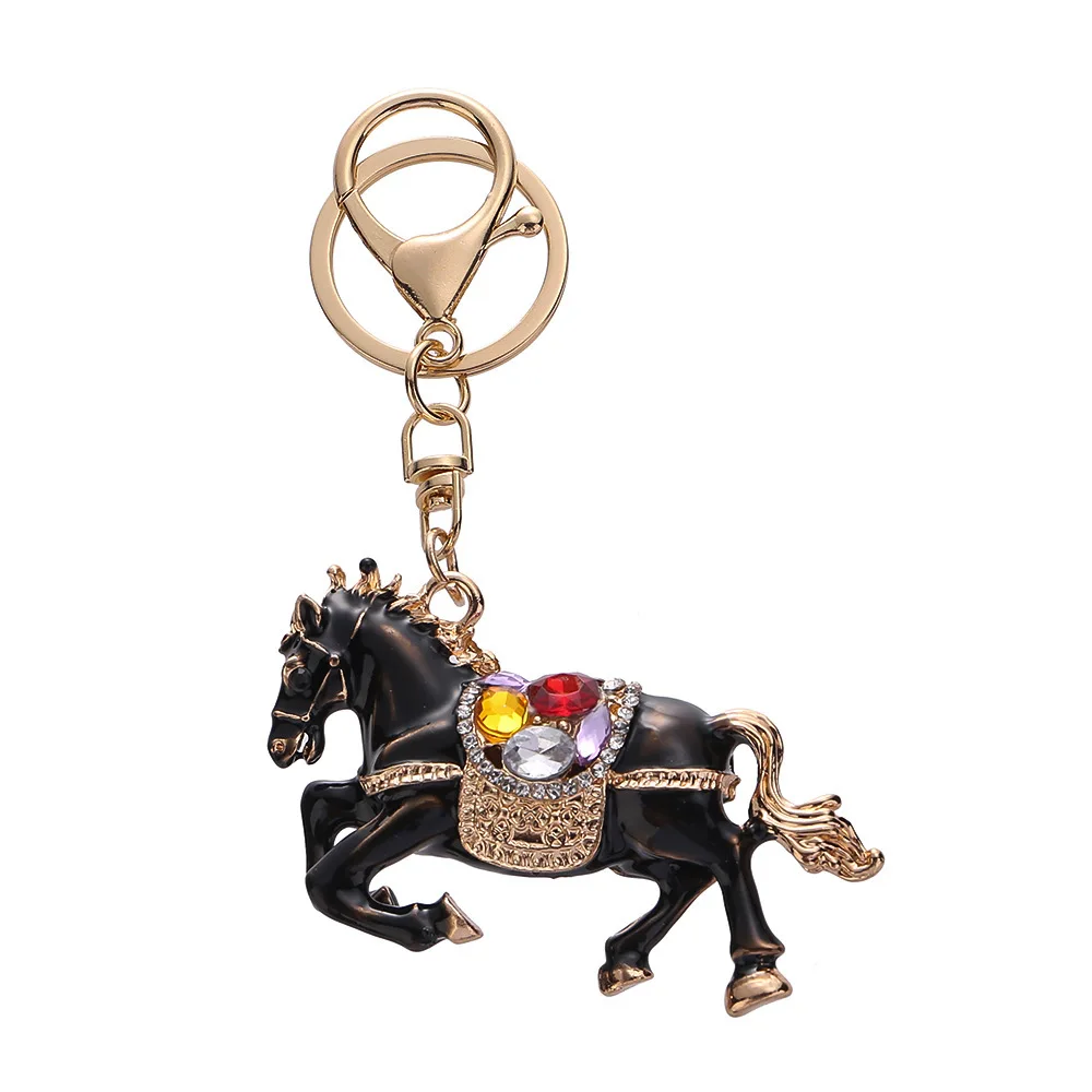 New Little Horse Car Keychain Diamond Painting Keychain Metal Cute Men's And Women's Bag Pendant Key Chain Gift Car Accessories