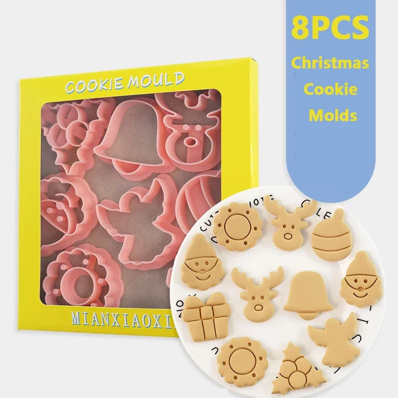8 Teile/satz Weihnachten Santa Claus Glocke Geschenk Elch Form Cookie Cutter Sugarcraft Festival Party Dessert Gebäck Dekoration Werkzeuge