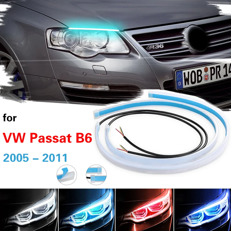 

2pcs Scan Flow LED DRL Daytime running light Waterproof Runs LED daylight Turn Signal Head Light 12V for VW Passat 2005-2011