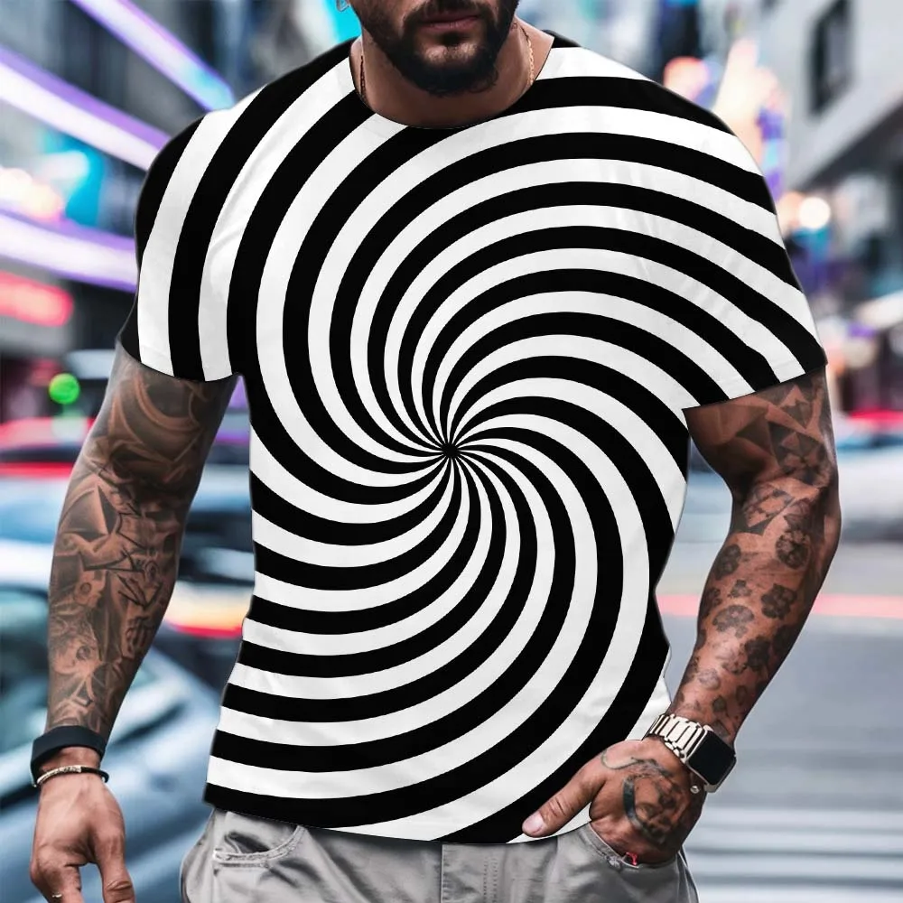 Tropics Men's 3d Printed Abstract Hip-hop Trend Visual Illusion Short Sleeved T-shirt Fashion Top Harajuku Street Clothing Tees