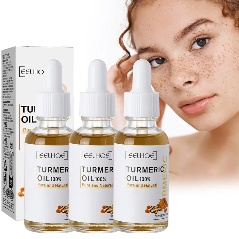 Aceite de suero de cúrcuma, esencia iluminadora hidratante Facial adecuada para pieles secas, enrojecimiento y manchas oscuras, 3 uds.
