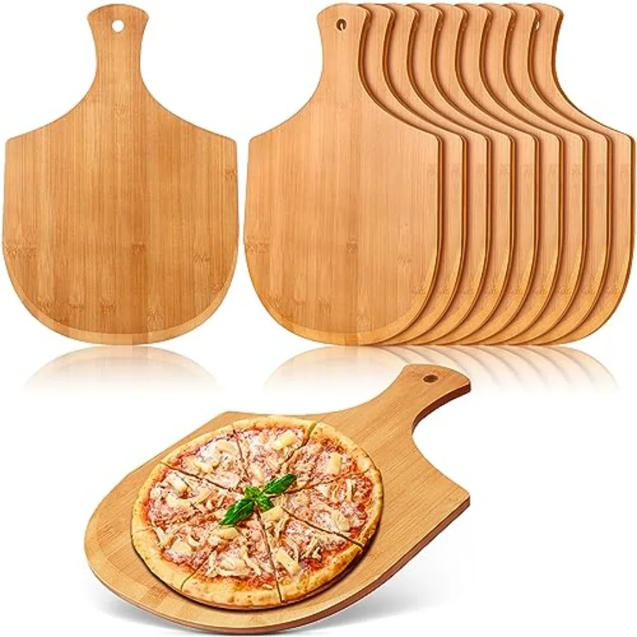 

12 Pcs 17 x 12 Inches Wooden Pizza Peels for Making Pizza Paddle with Handle Hanging Cutting Board Spatula Paddle for Bread Che
