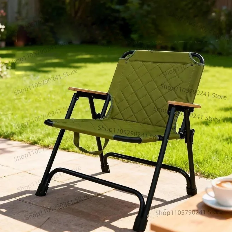 Portable Folding Camping Chair with Integrated Table, Thickened Outdoor Stool for Picnic & Fishing, One-Piece Design