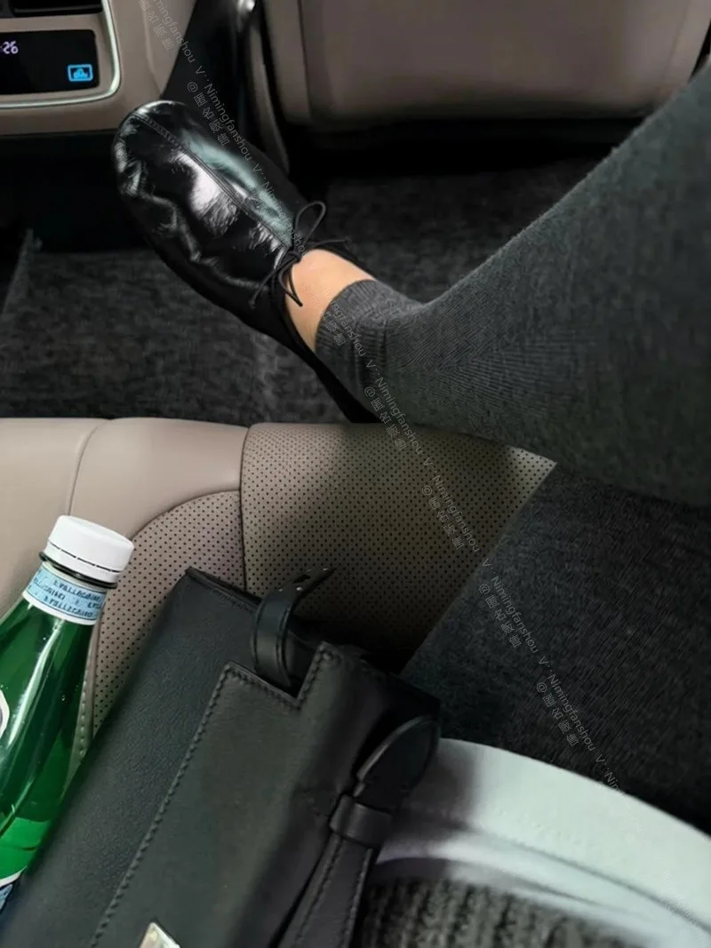 Retro-Schmetterlingsknoten-Ballettschuhe aus echtem Leder, flache Absätze, Mary Janes-Schuhe für Damen, runde Zehenpartie, flache Freizeitschuhe für Damen – Detail 20