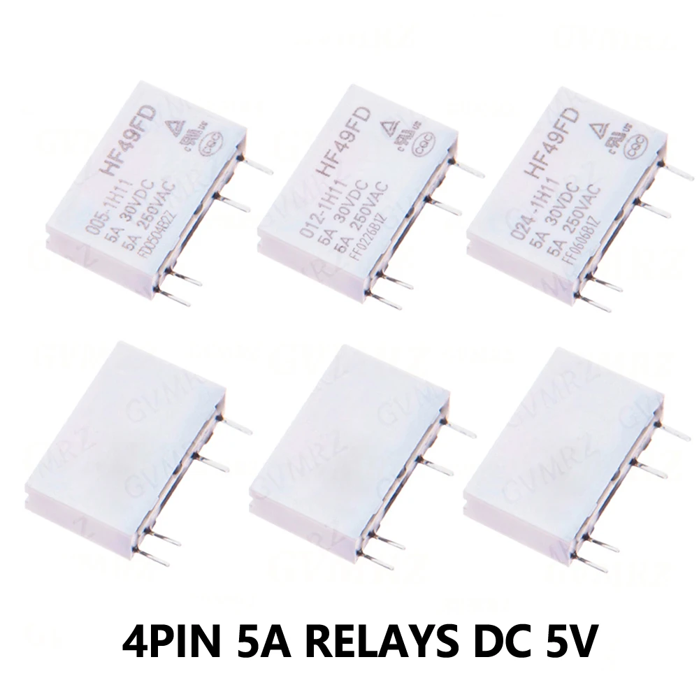 1PCS/5PCS 12V 24V HF49FD Relay HF49FD-005 012 024 1H11 4Pin 5A Relays DC 5V HF49FD-005-1H11 HF49FD-012-1H11 HF49FD-024-1H11