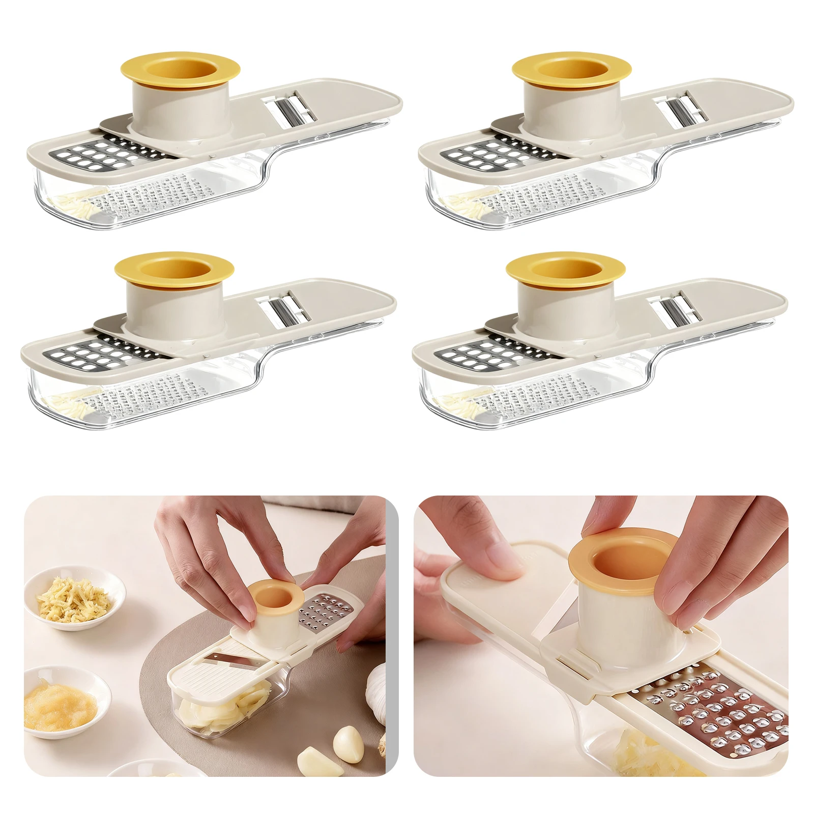 3In1 Portable Garlic Grater Hand Safe Manual Crushing Spices Tool Multi Purpose Vegetable Slicer Potato Shred Cutter
