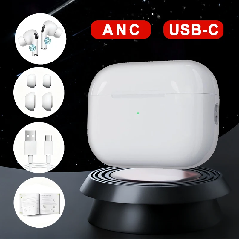 سماعات أذن لاسلكية بخاصية إلغاء الضوضاء HIFI Sound سماعات رياضية لـ ios-18 ANC Pro 2 سماعة لاسلكية تعمل بالبلوتوث سماعة USB-C نوع كابل