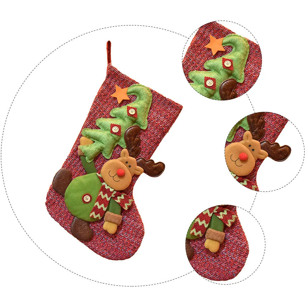 

1pc Deer Gift Bag Christmas Stocking Non-Woven Fabric Holiday Decoration For Xmas Tree Wall Hanging Party Supplies Decor