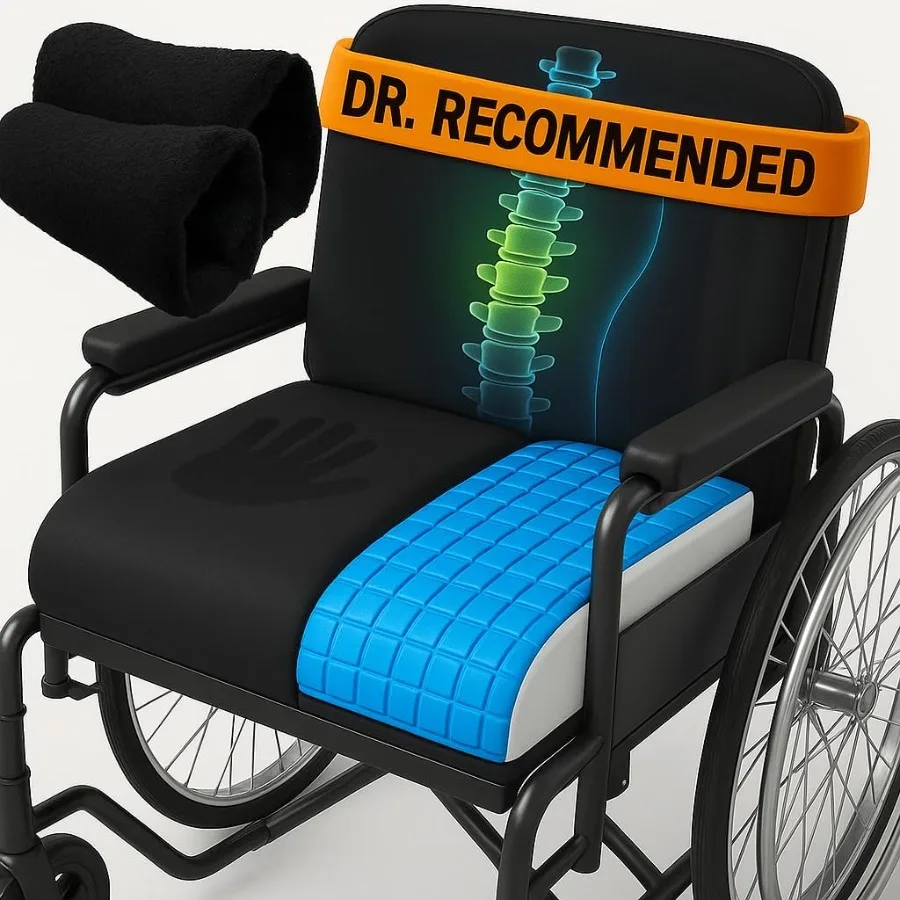 

Wheelchair n for Pressure Relief - 4-Piece Set 18"x16" Anti-Slip Wheelchair Seat ns Lumbar Pillow and Wheelchair Armrest Pads f