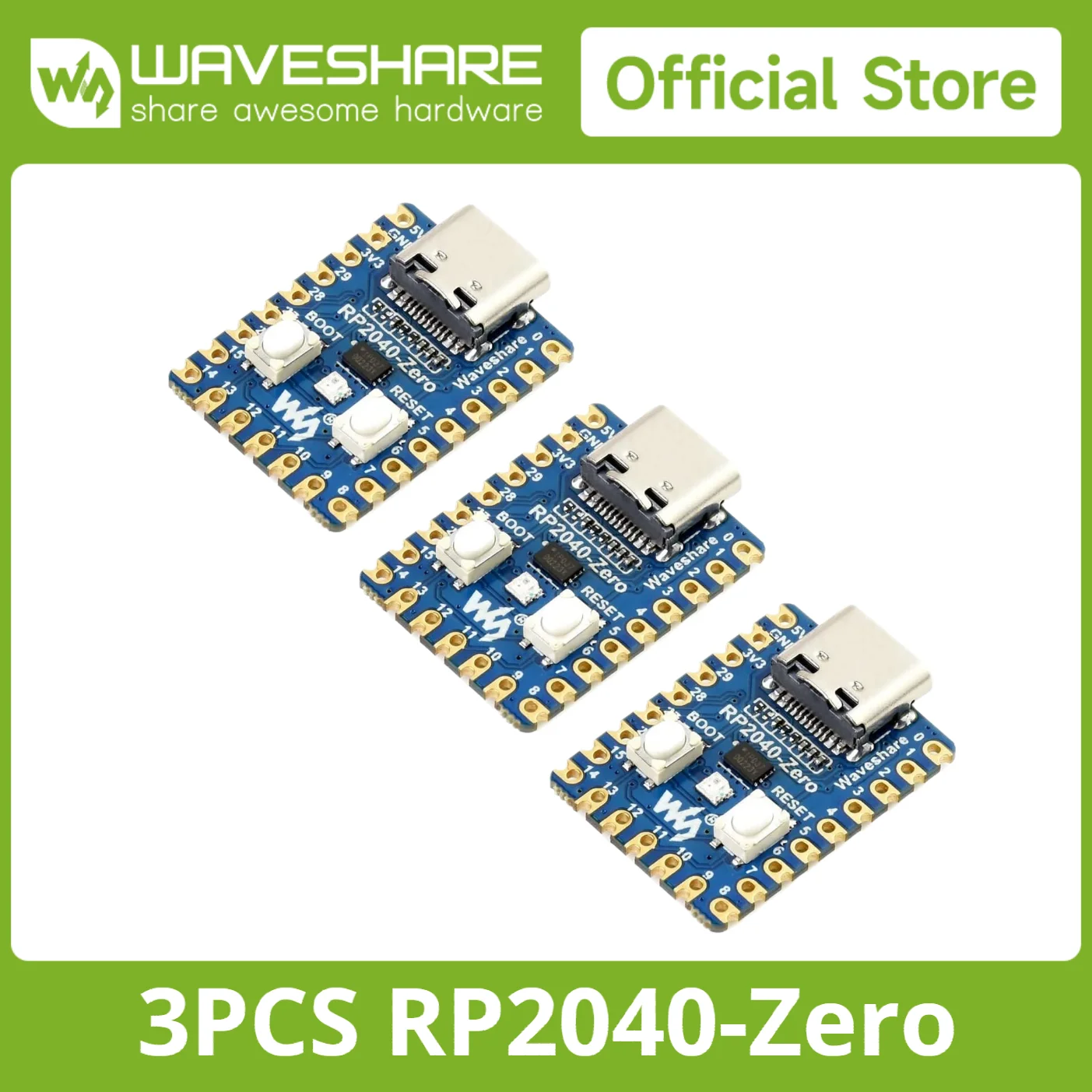 

3 PCS Waveshare RP2040-Zero Based On Raspberry Pi Microcontroller RP2040 A Low-Cost High-Performance Pico-Like MCU Board