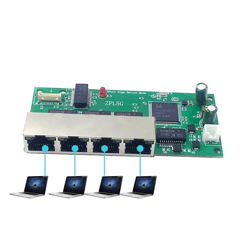 

5 ports10/100/1000M 5V-16V,9V-48V ethernet network indutrial switches module