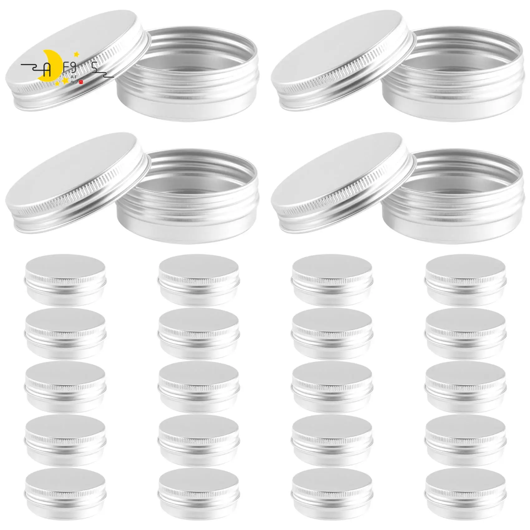 

AF95-48 Pcs 1 Oz Tins Silver Aluminum Tins Cans Screw Top Round Aluminum Tins Cans With Screw Lid Screw Lid Containers