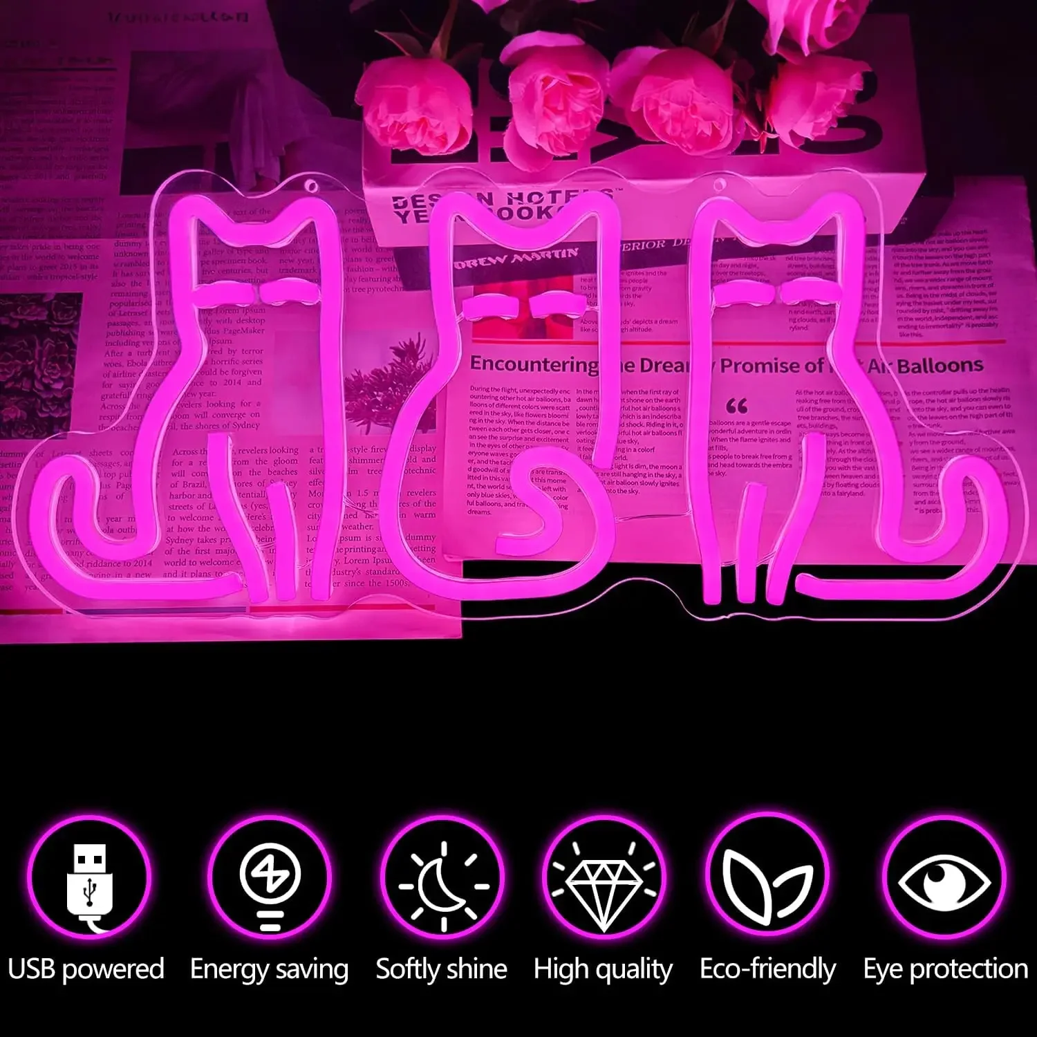 Cats Neon Sign USB LED Neon Light for Bedroom Pet Shop Animal Theme Party Game Room Home Wall Art Decoration Gift Night Light - view 4